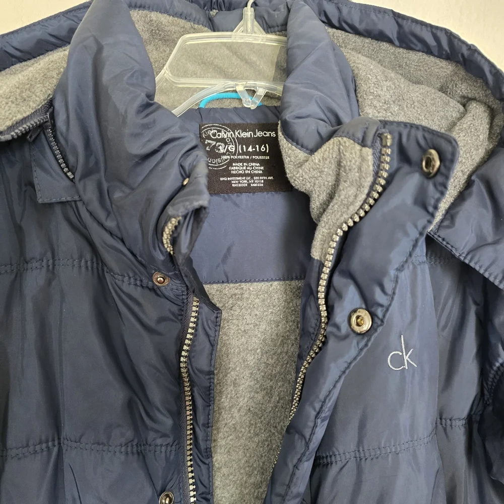 Calvin Klein Boys Hooded Blue Puffer Jacket Size L/G 14-16